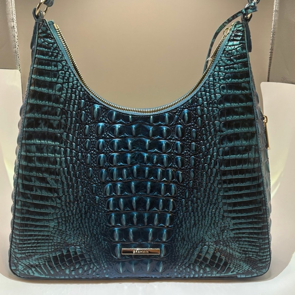 (SOLD ON FB) Brahmin Turquoise Embossed Leather Tabitha Bag